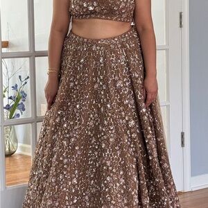 Brown Sequin Two-Piece Set